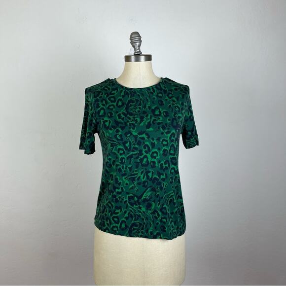Whistles Green Animal Print Tee - Picture 1 of 8